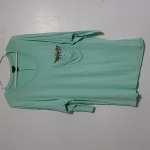 Women's Rue21 Medium Decorative Pocket Batwing Mid-length Sleeve Teal Shirt